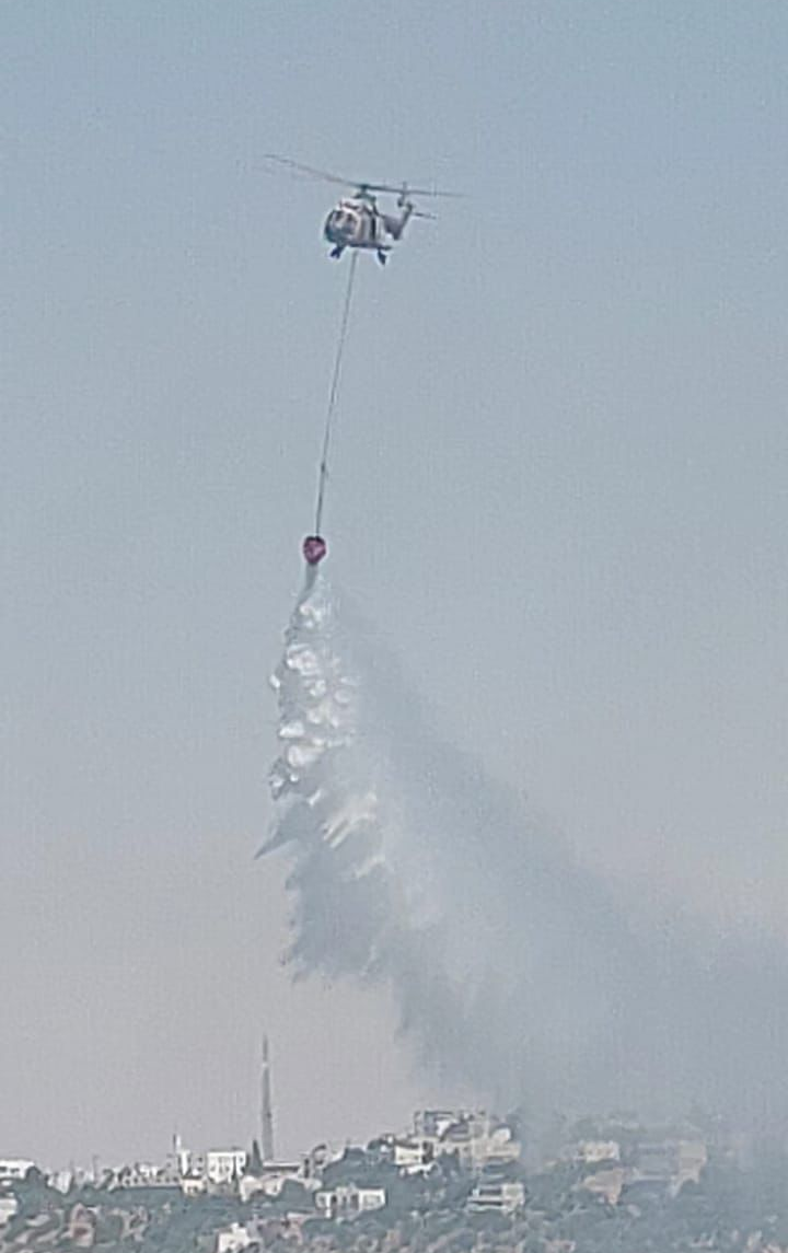 الدفاع المدني وبمساندة طائرتين من سلاح الجو يخمد حريقا في الصفصافة